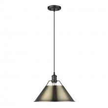  3306-L BLK-AB - Orwell 14" Wide Large Pendant in Matte Black with Aged Brass